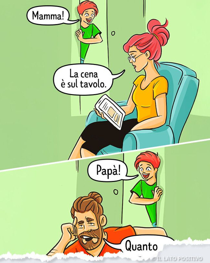 19 vignette veritiere su come le mamme e i papà crescono diversamente i loro figli