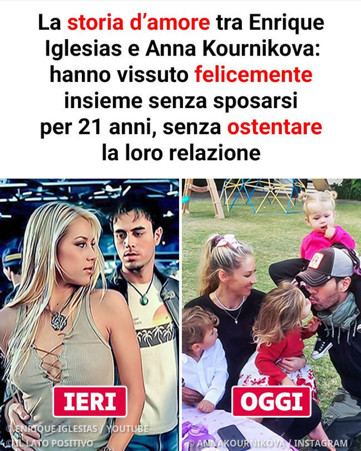 La storia d’amore tra Enrique Iglesias e Anna Kournikova: hanno vissuto felicemente insieme senza sposarsi per 21 anni, senza ostentare la loro relazione