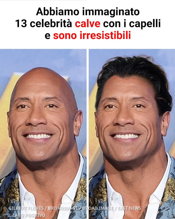 Abbiamo immaginato 13 celebrità calve con i capelli e sono irresistibili