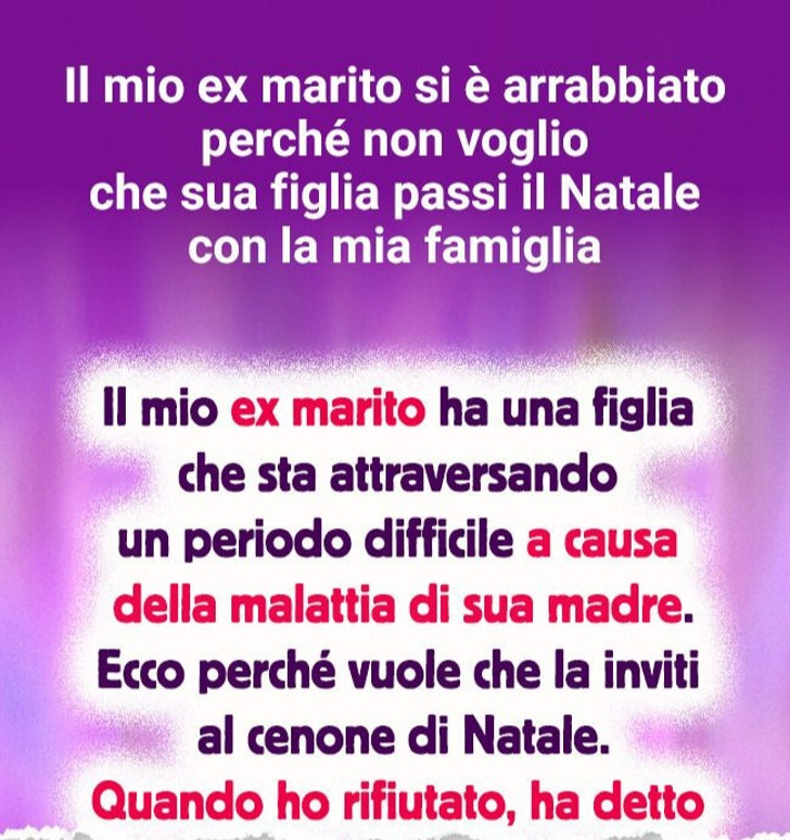 Il mio ex marito si è arrabbiato perché non voglio che sua figlia passi il Natale con la mia famiglia